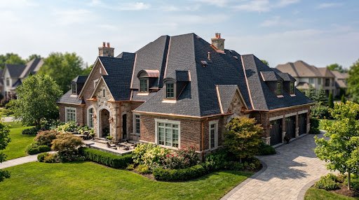 Completed luxury estate roof replacement in Linden Estates West Omaha